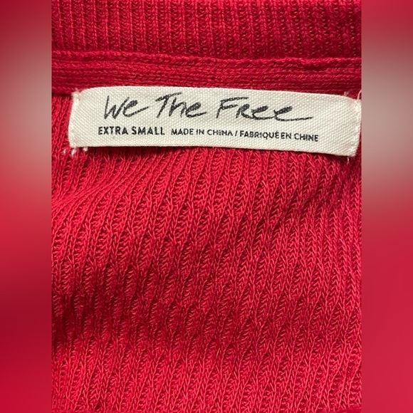 We The Free People ❤️ Rainbow Dreams Striped Sleeve Sweater Thermal Red XS - Picture 9 of 10